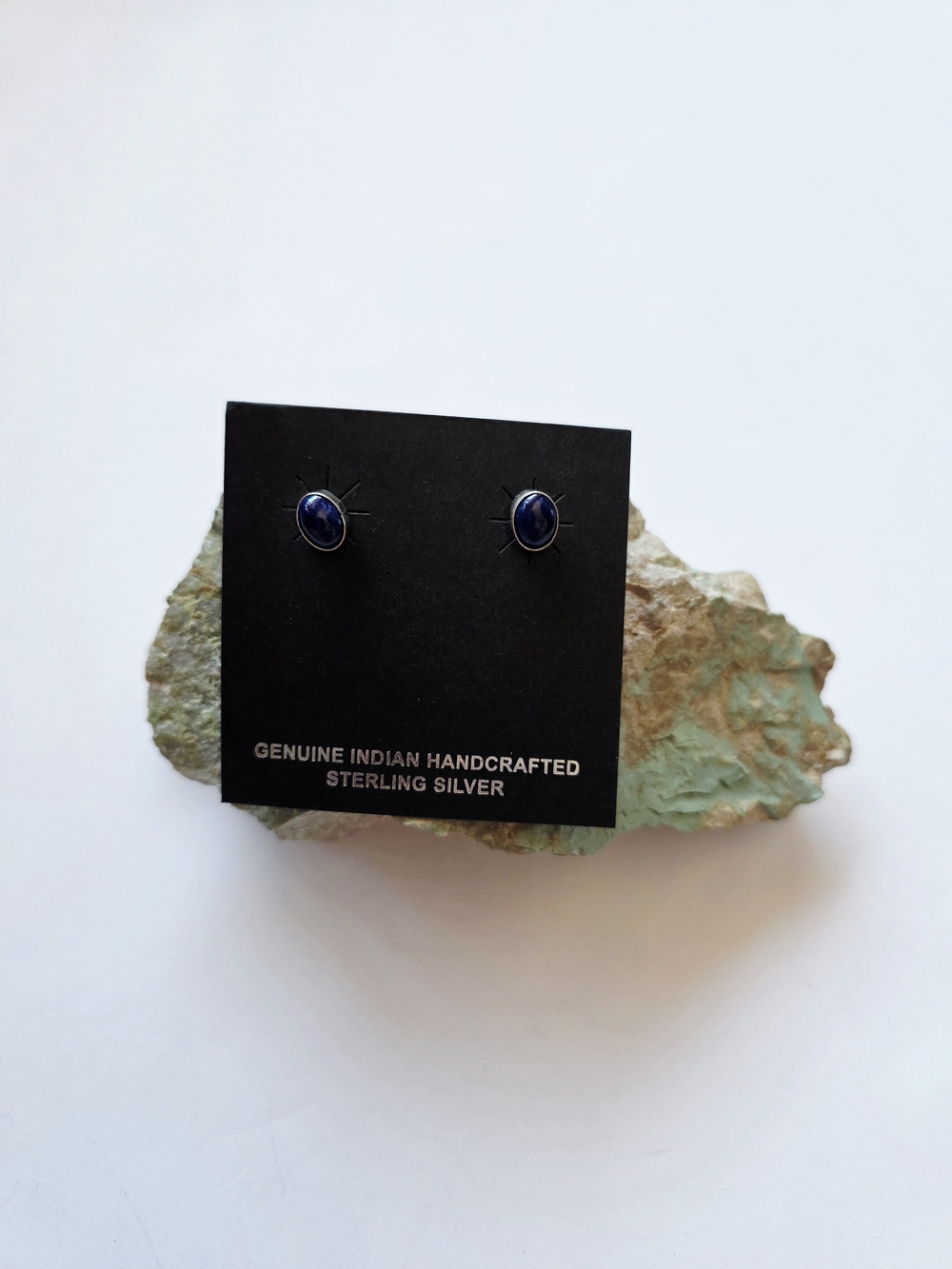 Sterling Silver Lapis Lazuli Stud Earrings - Native American Handmade